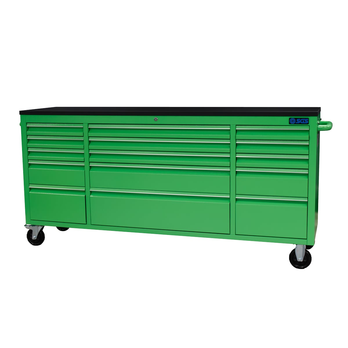 SGS 72in 15 Drawer Mobile Workbench & Heavy Duty Tool Chest | Green